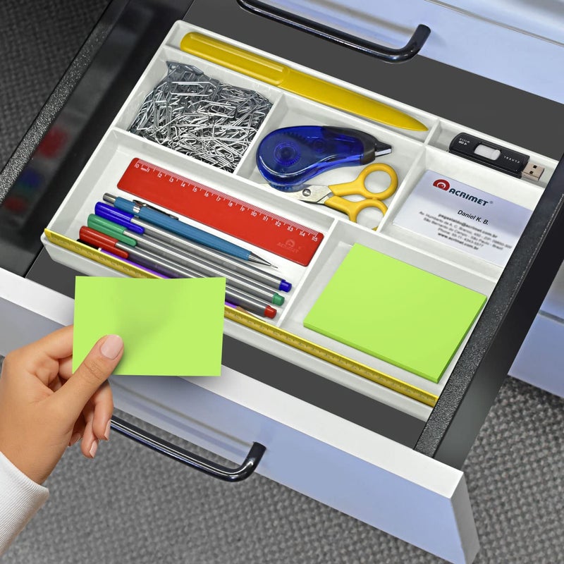 Acrimet Desk Drawer Organizer Tray with 8 compartments Bin Multi-Purpose for Desk Supplies and Accessories (Plastic) (White Color) - Image 3